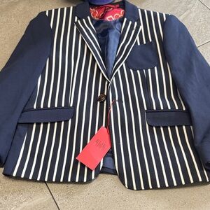 Navy and White Striped Men's Blazer